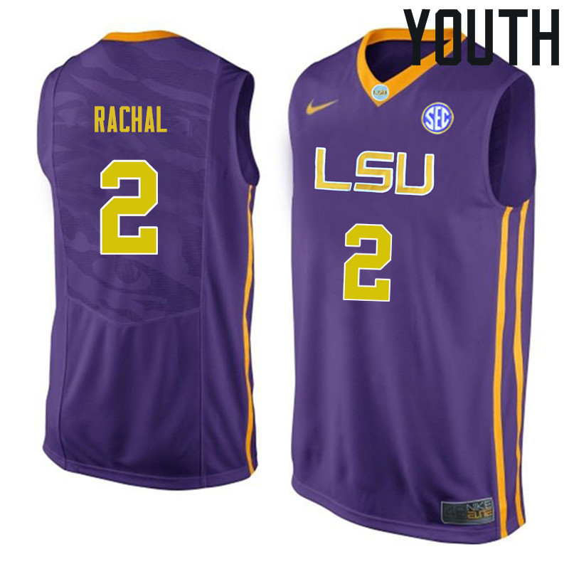 Youth #2 Brandon Rachal LSU Tigers College Basketball Jerseys Sale-Purple